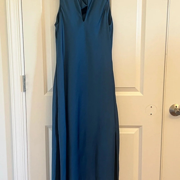 Socialite Cowl Neck Bias Cut Satin Midi Dress XS Deep Dive color - Picture 6 of 9